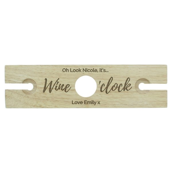 Personalised Memento Company Personalised 'Wine O'clock' Wine Glass & Bottle Holder