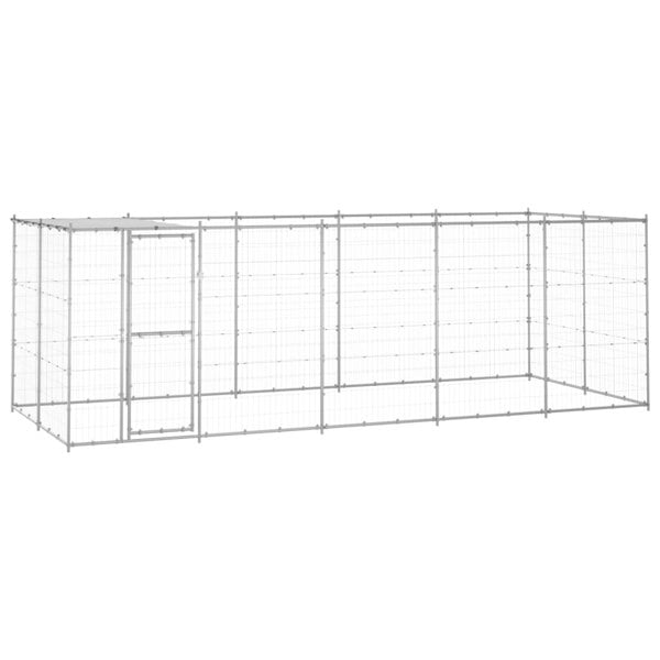 Berkfield Outdoor Dog Kennel Galvanised Steel with Roof 12.1 m2