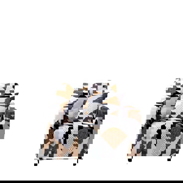 Anyhouz Anyseat 1 Seater Sofa Cover Beige Geometric Style and Protection For Living Room Sofa Chair Elastic Stretchable Slipcover