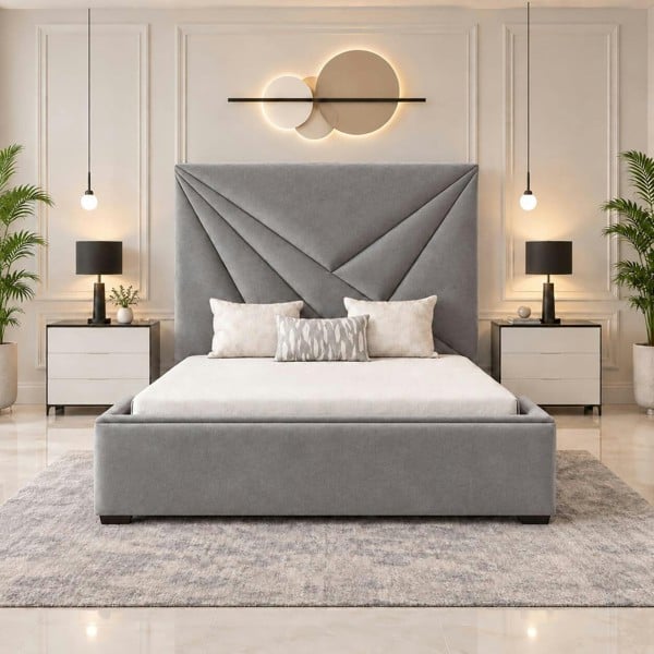 Paradise Beds Arvella Luxury Upholstered Bed Frame with tall Headboard