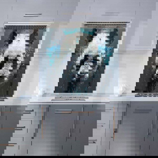 Warren Reed - Designer Panda Face Splashart Dark Background Kitchen Splashback