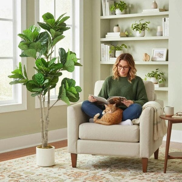 180cm Artificial Fiddle Leaf Fig Tree - Green - Green