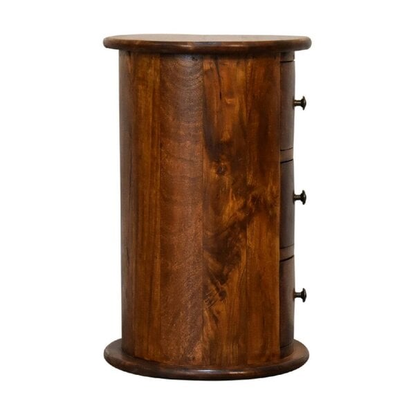 Wyld Haus Olbia Mini Chestnut Mango Wood Drum Chest 3 Drawers