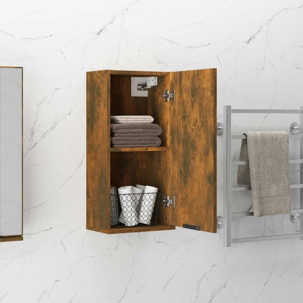 Berkfield Wall-mounted Bathroom Cabinet Smoked Oak 32x20x67 cm