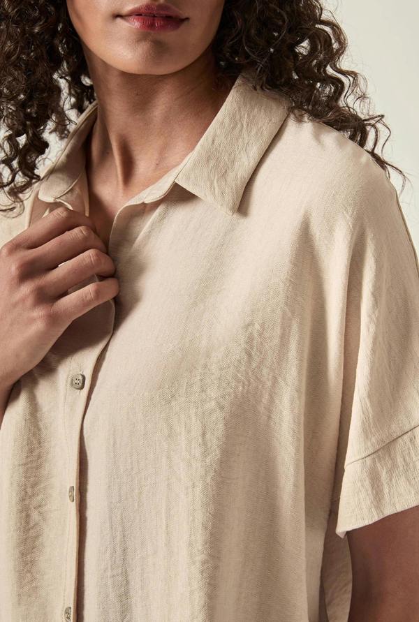 James Lakeland Relaxed Short Sleeve Blouse – Oatmeal