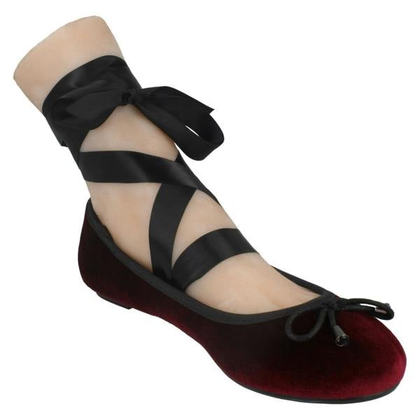 Spot On Ladies Spot On Tie Up Leg Ribbon Flat Ballerina Shoe F80273