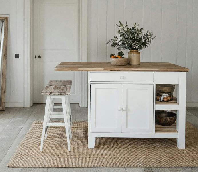 Florence Kitchen Island with Cupboard and Shelves