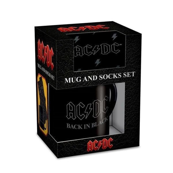 AC/DC Back In Black Mug and Sock Set - Black