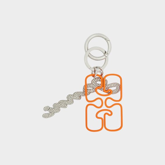 GANNI Chain Embellished Keyring Russet Orange