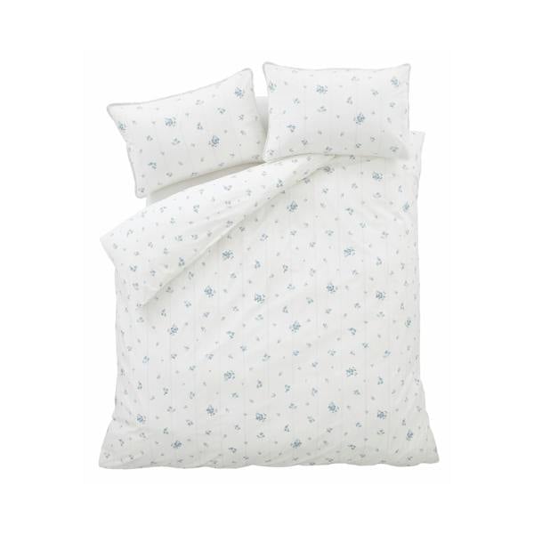 Bianca Vintage Rosebud Lace 200 Thread Count Cotton Reversible Duvet Cover Set Blue
