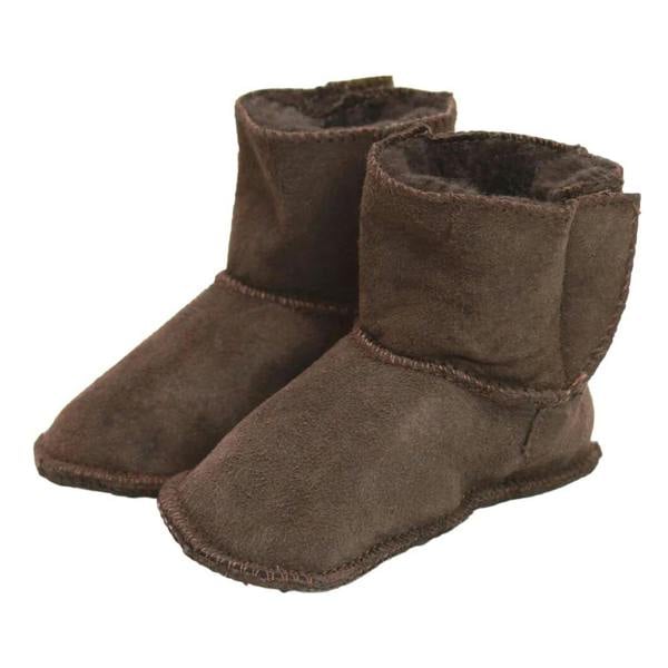 Eastern Counties Leather Kids Sheepskin Touch Fastening Slipper Boots - Chocolate