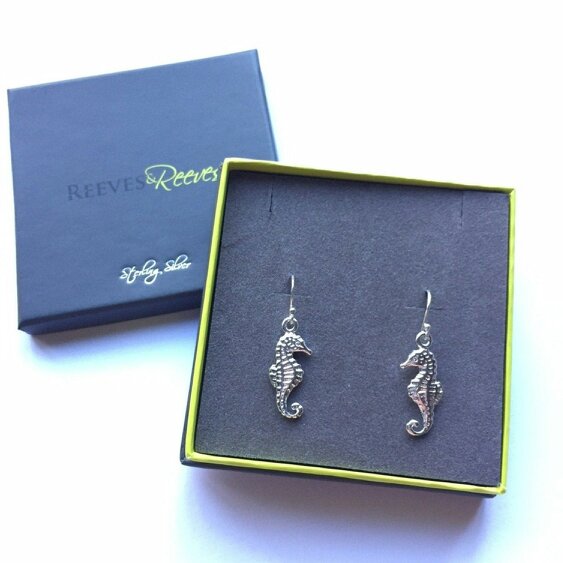 Reeves & Reeves Sterling Silver Seahorse Drop Earrings