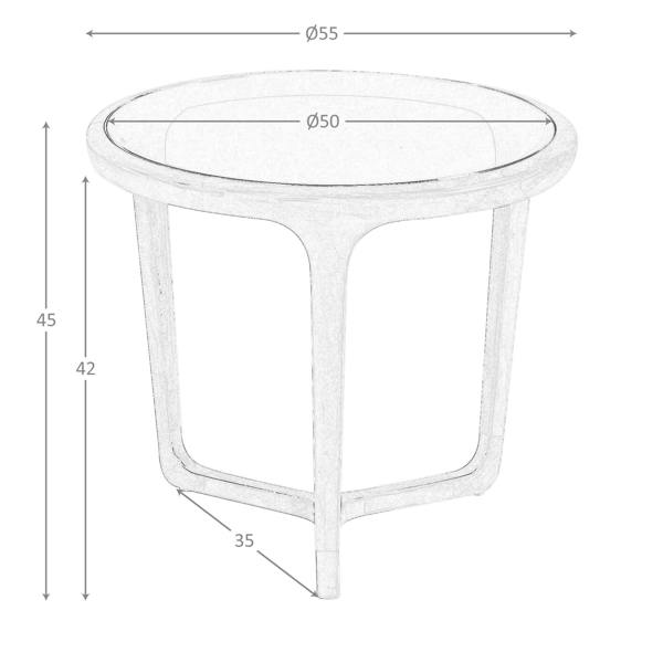 Angel Cerdá Round Brown Smoked Glass and Walnut Side Table 2155