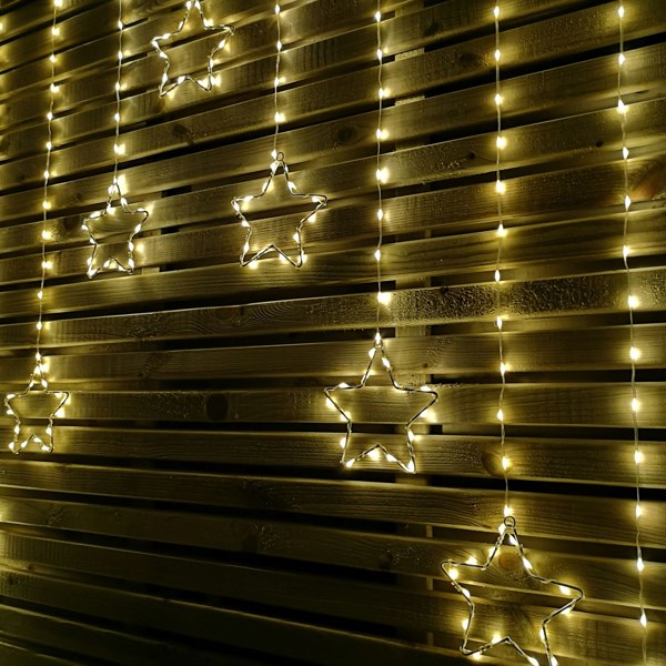Samuel Alexander 1.2m Warm White LED Star Curtain Lights Christmas Decorations