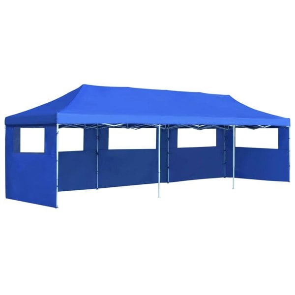Berkfield Folding Pop-up Party Tent with 5 Sidewalls 3x9 m Blue