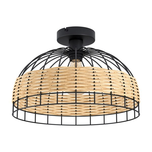 EGLO Anwick Black/Rattan Ceiling Light