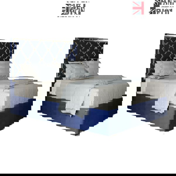 Casa Magna Tammy Upholstered Soft Velvet Metal Bed Frame - Blue