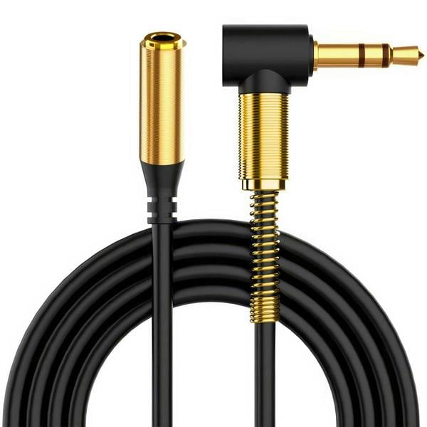 ULTRICS AUX Extension Cable, 3.5mm Right Angle Male to Female Audio Lead with Gold Plated Jack