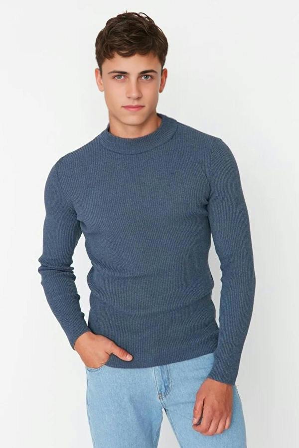 WOVCOR Half Turtleneck Ribbed Knit Men's Sweater