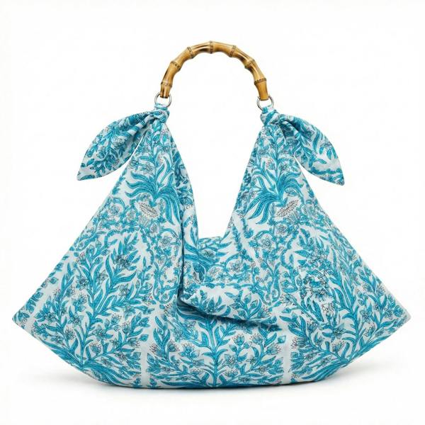 Elie Beaumont Serendipity Handkerchief Bag - Aqua Baroque