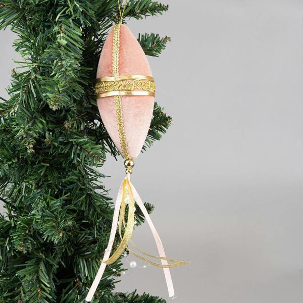7 x 30 cm Pink Oval Drop Hanging Decoration for Christmas Trees, Wreaths and Garlands image 4