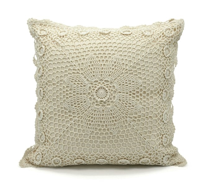 Velosso Floral Crochet Detail Cushion - 45cm x 45cm