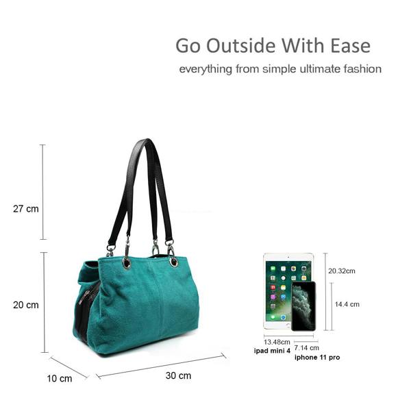 Kitise Real Italian Suede Vivid Colours Small 3 Compartments Tote Bag Stylish Shoulder Handbag