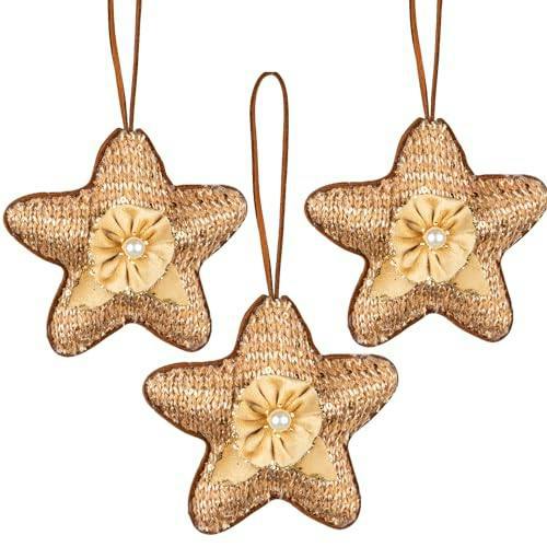 12cm Gold Star Christmas Hanging Decoration, Gold Jute Effect Festive Ornament for Trees, Wreaths and Garlands image 6