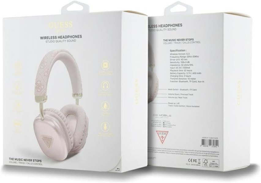 Guess PU Leather 4G Triangle Logo Wireless Headphone Pink - GUBHK1P4TPP