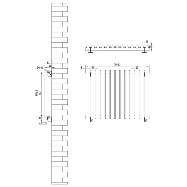 Oval single column radiator in white, measuring 600 x 780mm, showcasing a sleek design with rounded edges and vertical fins