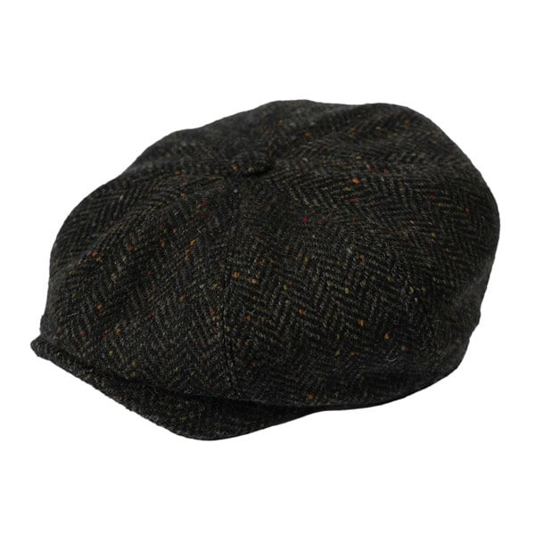 Gamble & Gunn Molloy & Sons Irish Donegal Tweed British Made Moor Green Button Top Cap