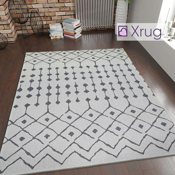 Cream Diamond Rug 100% Cotton Washable Flat Weave Mat Woven Living Room Bedroom Carpet Small Extra Large Small