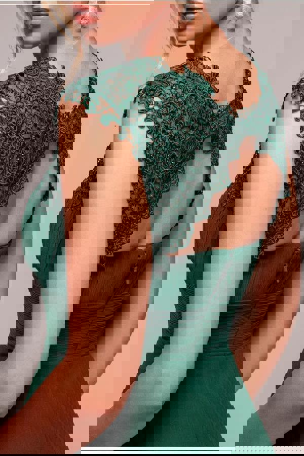 Crochet & Pleated Top Midi - Emerald DR3821