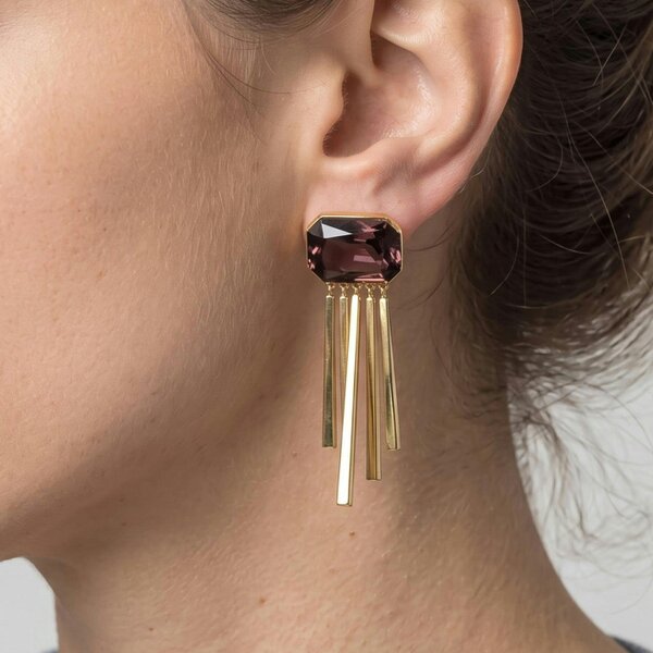 Uchi & Soto Shikaku Brown Stone Tassel Earrings