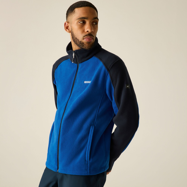 Regatta Great Outdoors Mens Hedman II Two Tone Full Zip Fleece Jacket - Olympian Blue/Navy