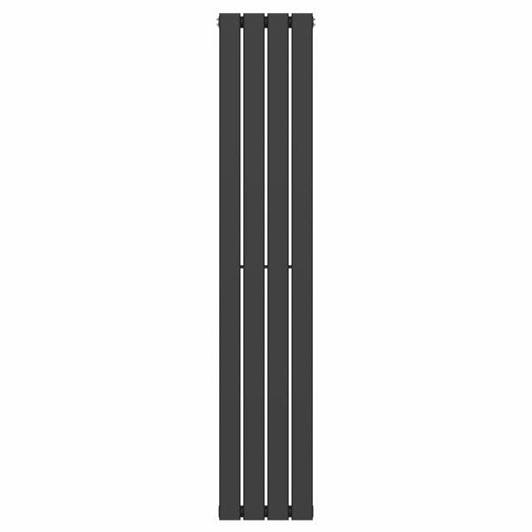 MYHOMEWARE Black 300 x 1600 mm Modern Vertical Flat Panel Designer Radiator Single Panel Radiator Heater