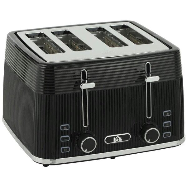 4 Slice Toaster with 7 Browning Levels, Bread Toaster with Removable Crumb Tray, Black