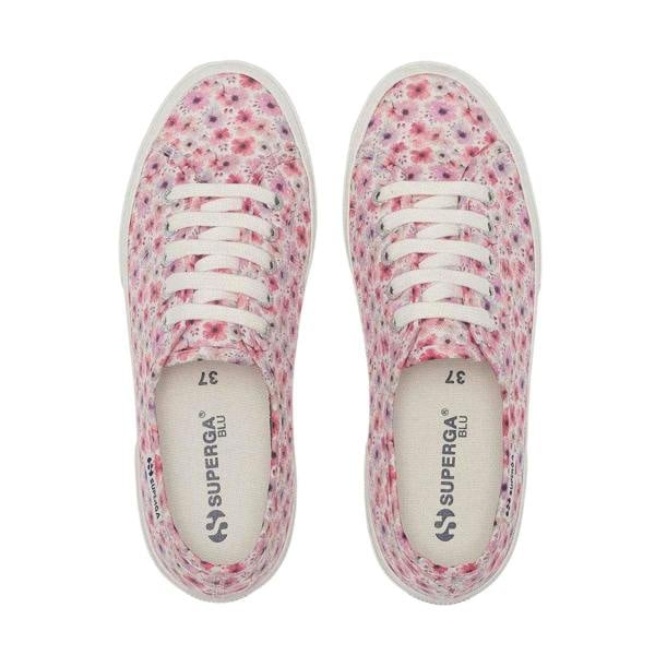 Superga Womens/Ladies 3750 Leggera Flower Trainers - White Avorio/Pink Lilla - 