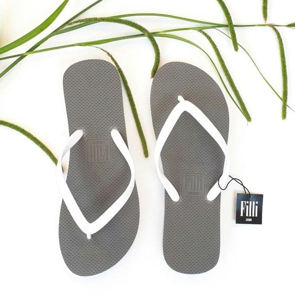Filli London Naked Comfort Flip Flops - White on Silver