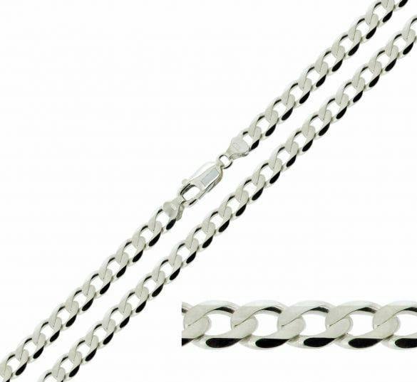 Sterling Silver 5.2mm Diamond Cut Curb Chain - Love Silver Jewellery