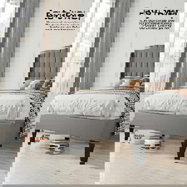 Levede King Bed Frame Panel Plush Metal Wooden Upholstered Bed Base Platform