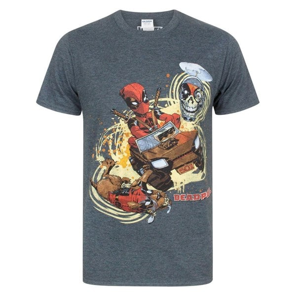 Marvel Deadpool Mens 4x4 T-Shirt - Charcoal