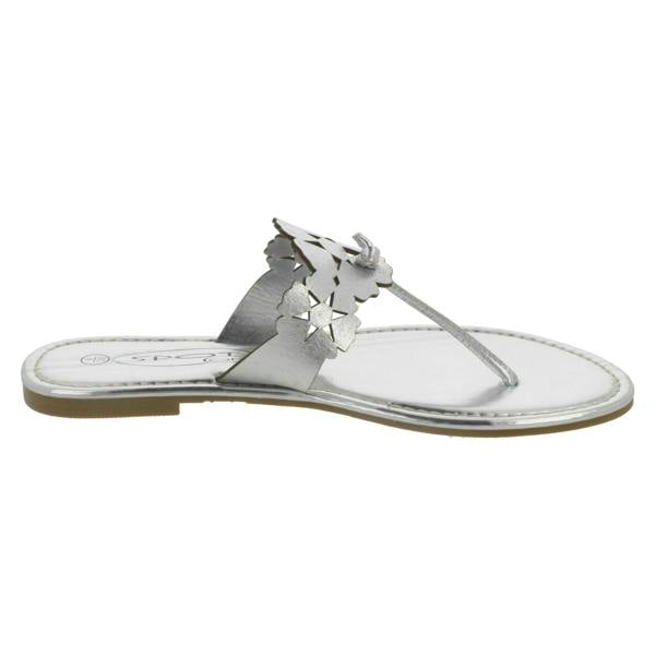 Spot On Ladies Spot On Flat Toe Post Sandal With Flower Design