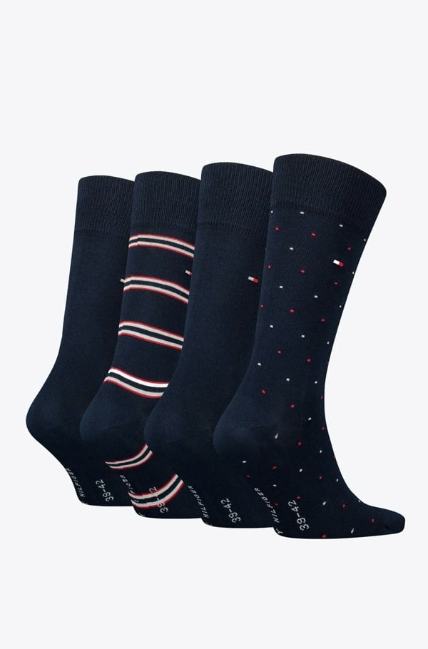 Tommy Hilfiger Men's Navy Blue 4 Pack Socks Gift Box (Size 9-11 UK)