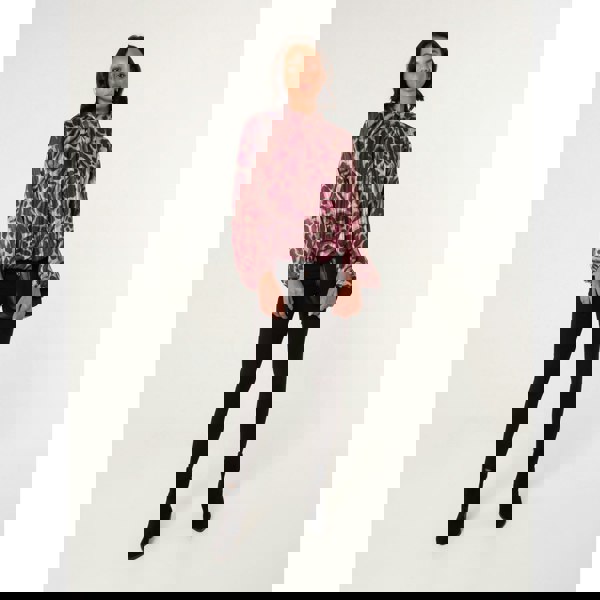 Blue Vanilla Metallic Stripe Puffball Blouse