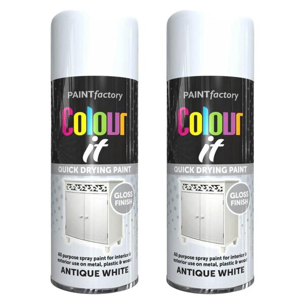 Paint Factory 2X  Antique White Gloss Spray Paint 400ml