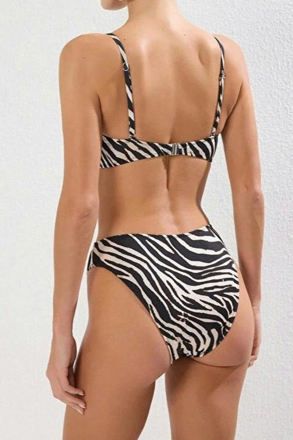 WOVCOR Zebra Pattern Regular Waist Bikini Bottom