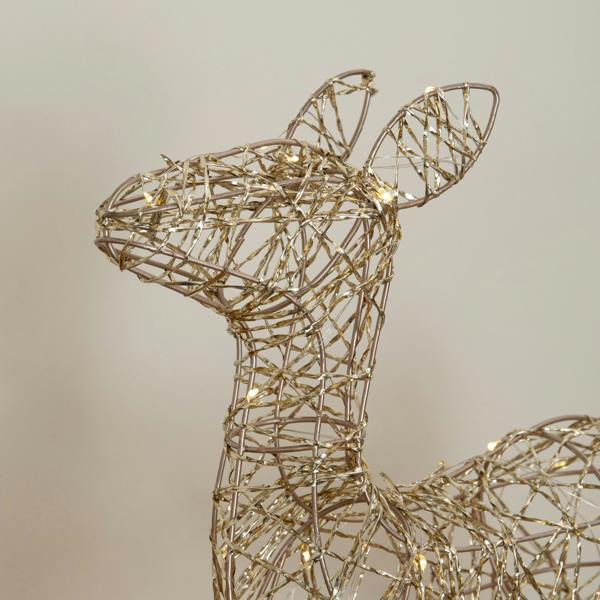 Samuel Alexander 38cm Gold Twist Light Up Baby Reindeer Christmas Decoration with LEDs