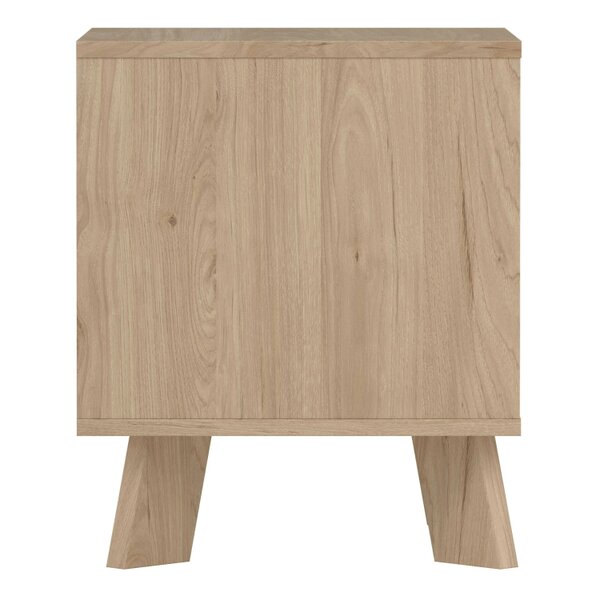 Wyld Haus Hobro White and Natural Oak Wood Nightstand 1 Drawer