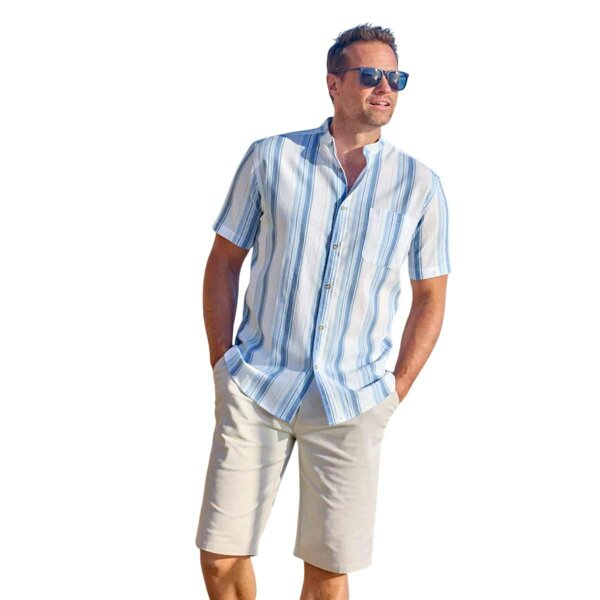Atlas For Men Mens Striped Crepe Shirt - Blue